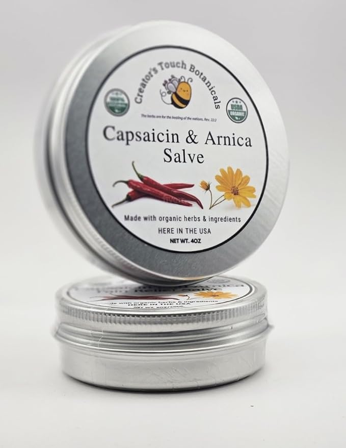 Cayenne (Capsaicin) & Arnica Salve – Warming Herbal Cream for Back, Joints & Inflammation | 2oz or 4oz Tin