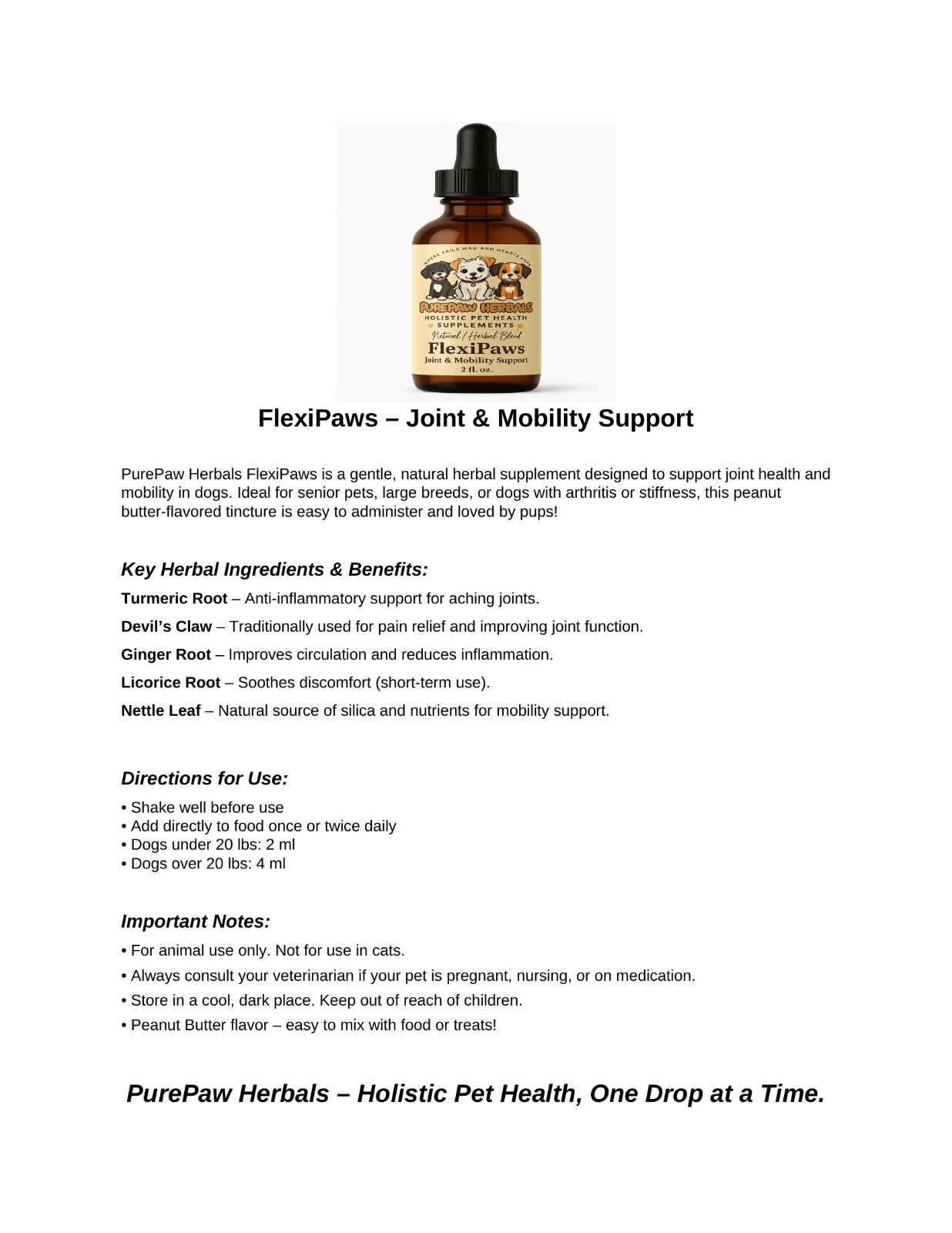 FlexiPaws-Dog Mobility Support Herbal Blend-Achy Joints Natural Relief