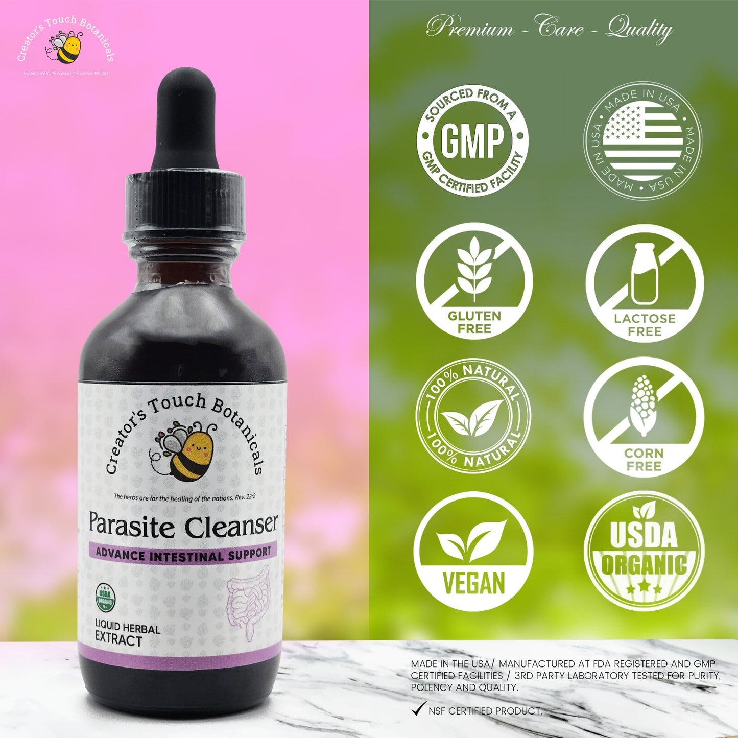 Parasite Cleanse Detox Kit – Alcohol based Tincture + Binder Capsules | 1oz + 60 ct Binder