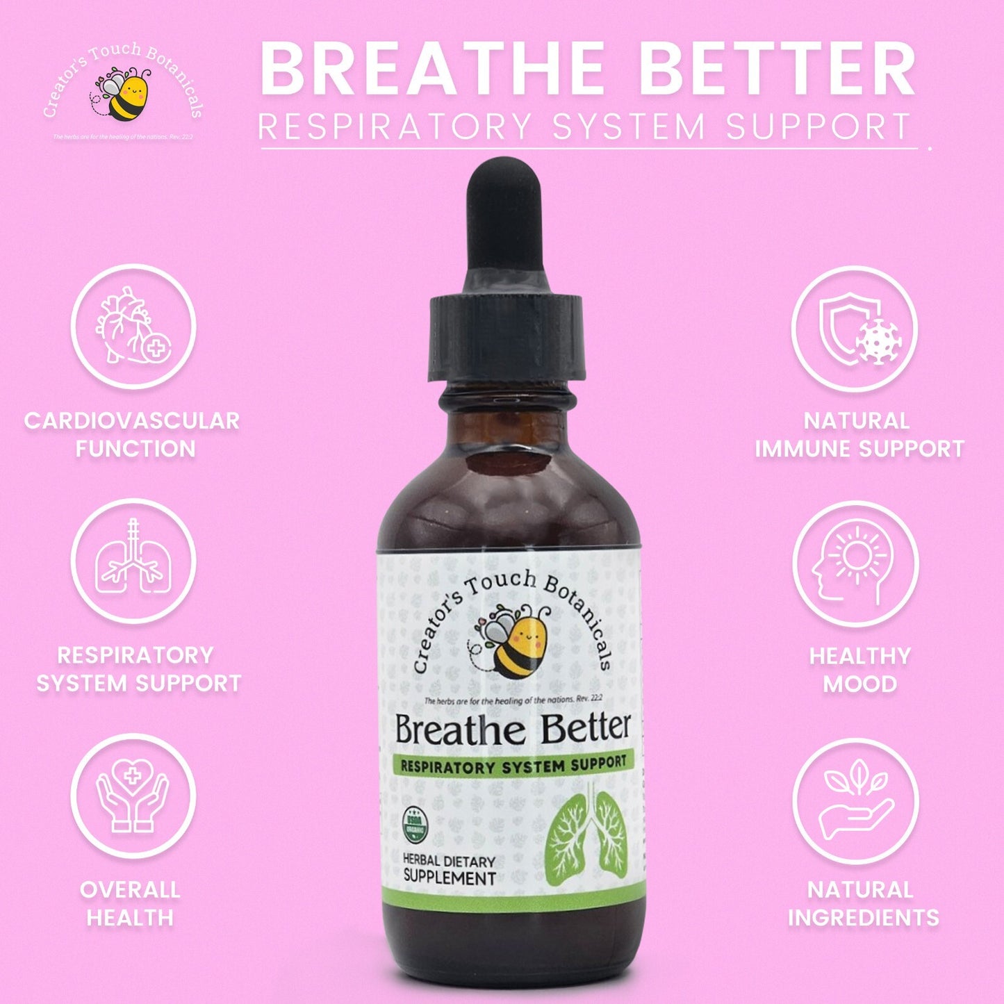 Breathe Better Formula – Herbal Respiratory Support Tincture | Creator’s Touch Botanicals