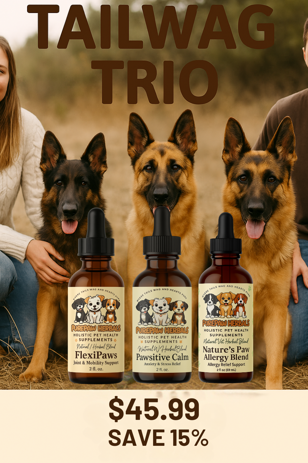 🐾 PurePaw Herbals TailWag Wellness Bundle – Natural Support for Dogs