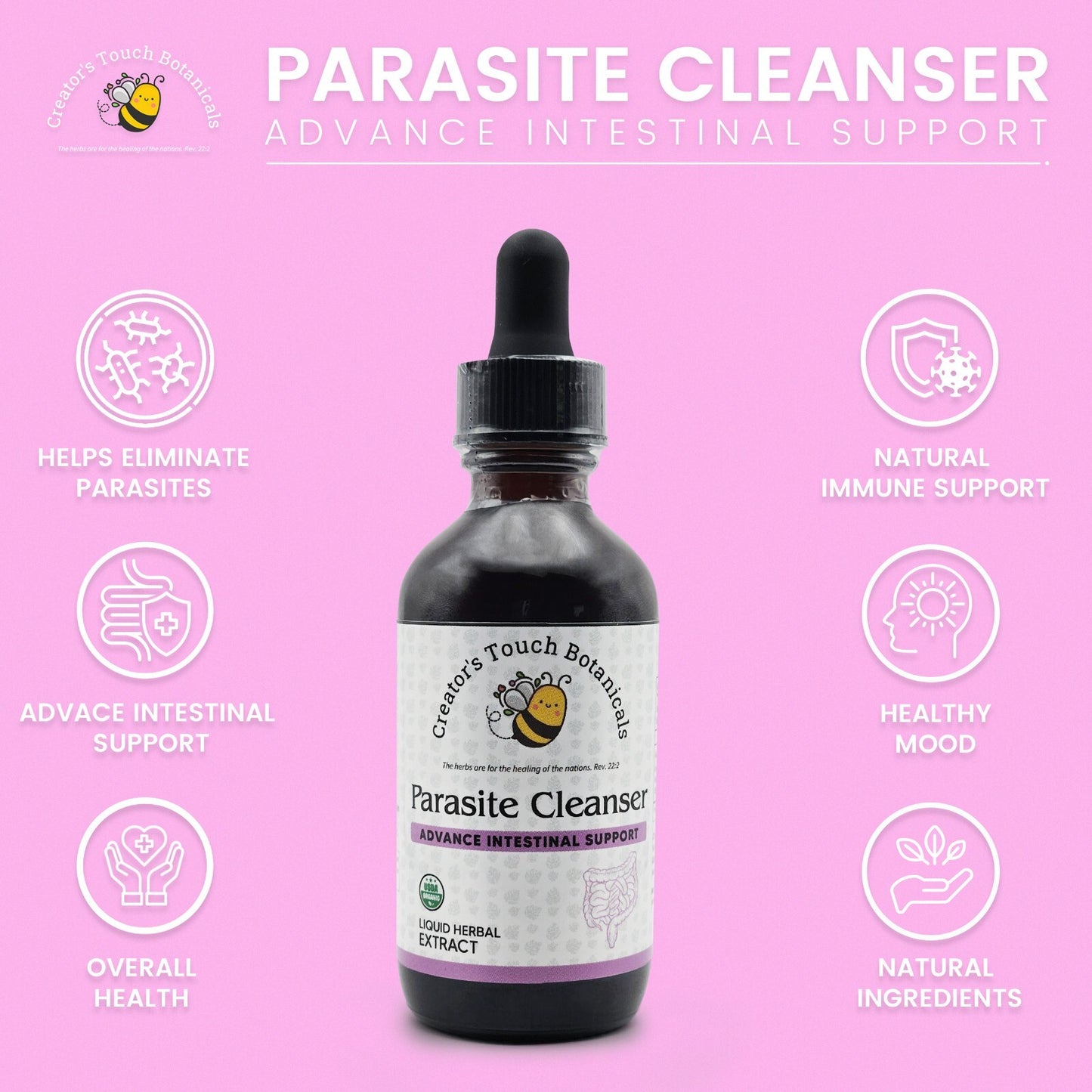 Parasite Cleanse Detox Kit – Alcohol based Tincture + Binder Capsules | 1oz + 60 ct Binder
