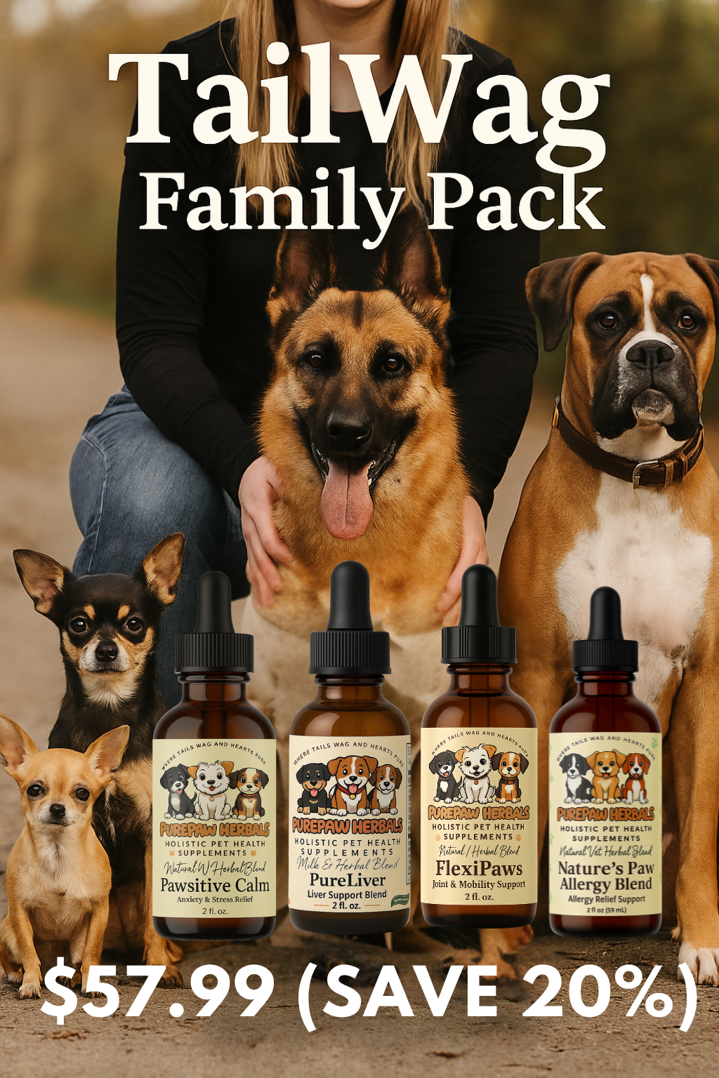 🐾 PurePaw Herbals TailWag Wellness Bundle – Natural Support for Dogs