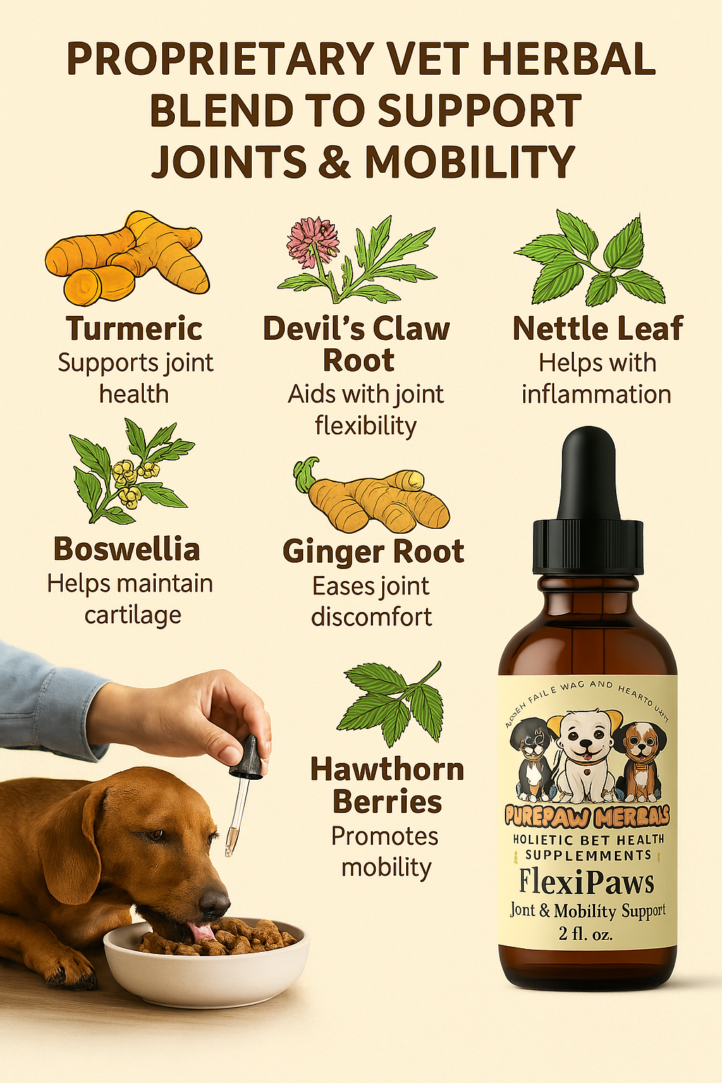 FlexiPaws-Dog Mobility Support Herbal Blend-Achy Joints Natural Relief