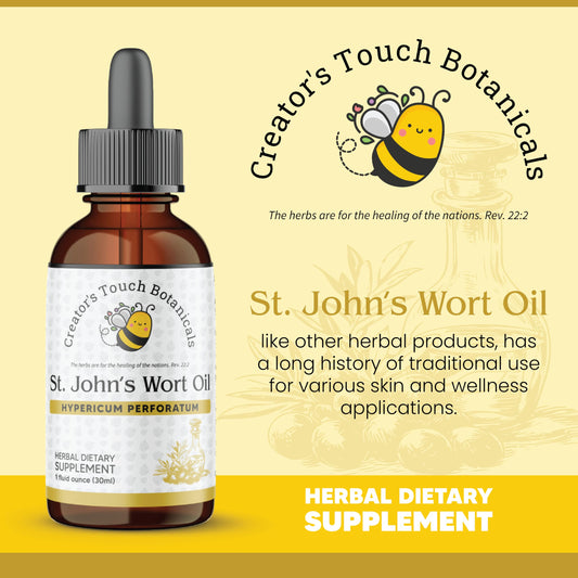 St. John’s Wort Oil – 1 fl oz (30ml) Macerated Extract for Skin, Hair & Emotional Balance | Creator’s Touch Botanicals
