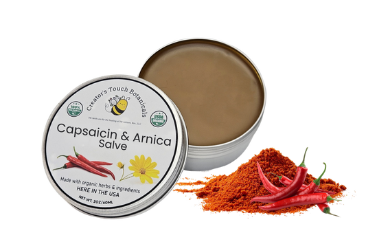 Cayenne (Capsaicin) & Arnica Salve – Warming Herbal Cream for Back, Joints & Inflammation | 2oz or 4oz Tin