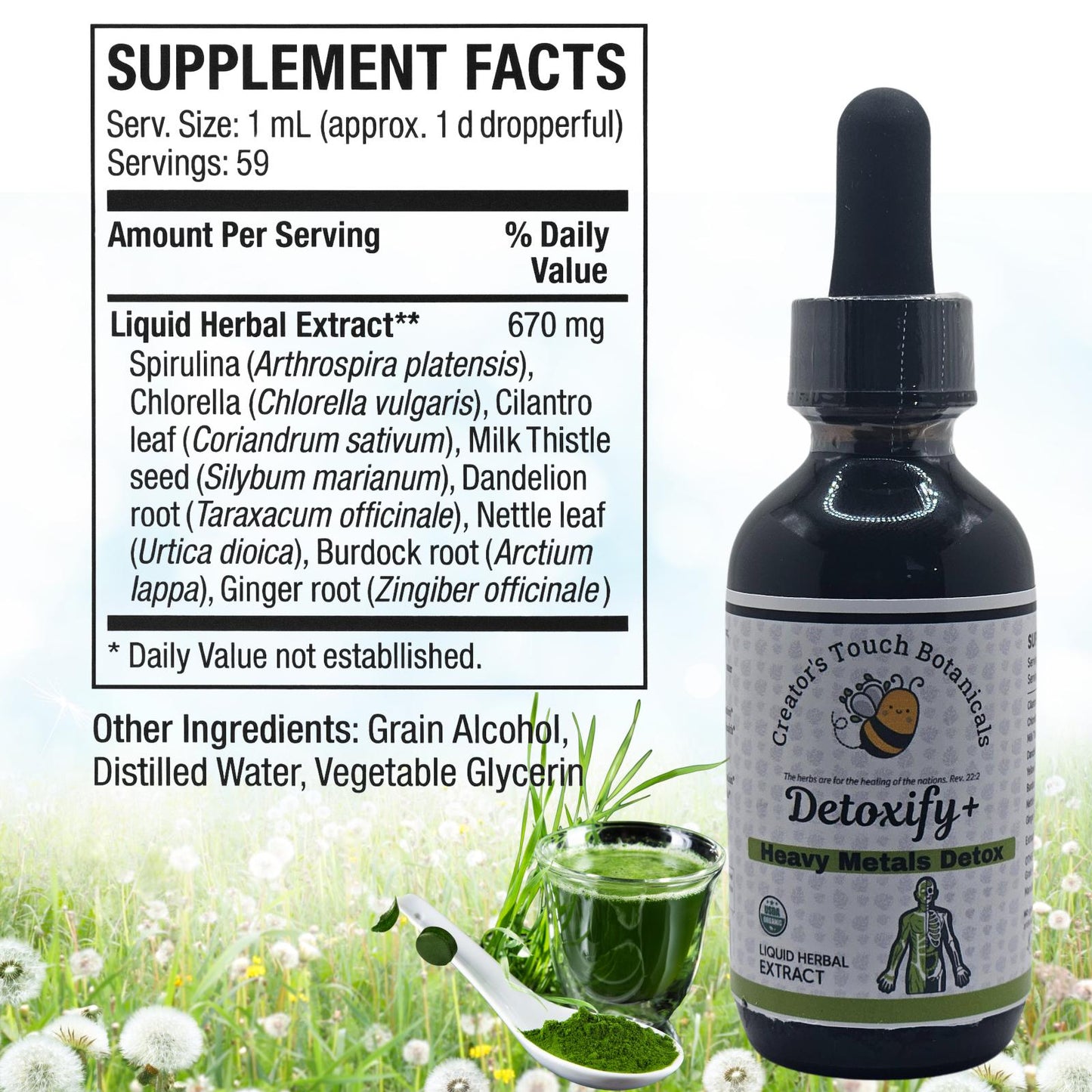 Detoxify+ Heavy Metals Detox – 8 Herb Tincture for Body Cleanse & Detox Support | 2 fl oz
