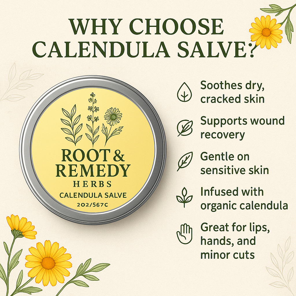 Calendula Salve Organic – Soothing Herbal Balm for Dry Skin, Minor Cuts, Cracked